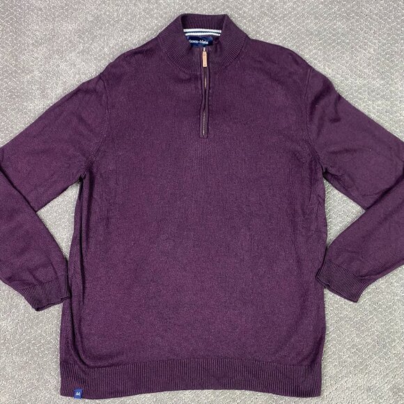 Mizzen Main 1/4 Zip Pullover Sweater Men's XL Purple Quarter Zip Mizzen + Main - Picture 2 of 11